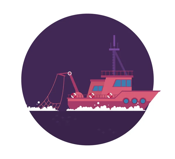 Vlakke Vectorillustratie Van Het Schip — Stockvector