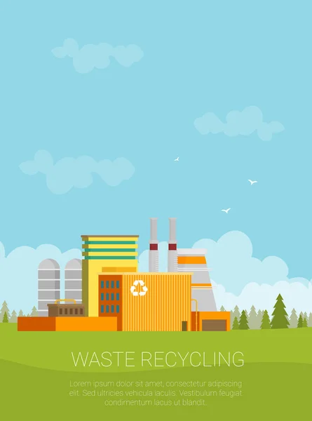 Concept Recyclage Des Déchets Usine Recyclage Des Déchets Vecteur — Image vectorielle