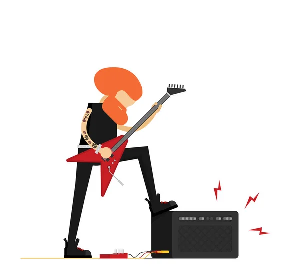 Rock Festival Design Template Bass Guitar Player Place Text Vector — Stock Vector