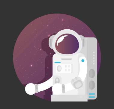 Düz tasarım, astronotlar, Vektör illüstrasyonu