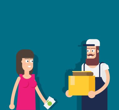 Teslimat için düz tasarım renkli vektör illüstrasyon kavramı