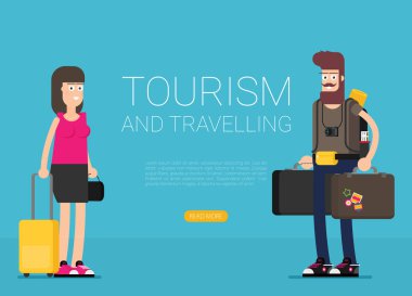 Bavullu bir adam ve bir kadın. 