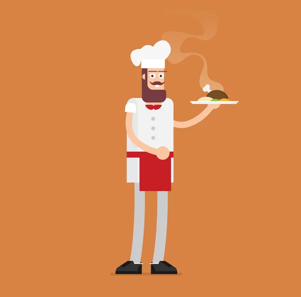 Ilustración Vectorial Del Chef Diseño Plano — Archivo Imágenes Vectoriales