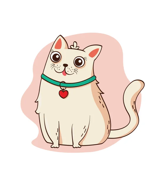 Niedliche Cartoon Katze Isoliert Auf Weißem Hintergrund — Stockvektor