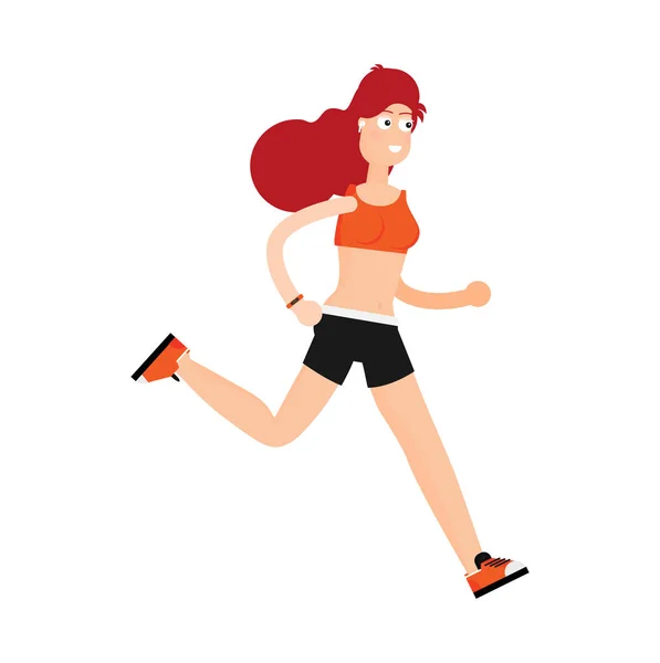 Correr Mujer Motion Training Vector Plano Aire Libre — Vector de stock