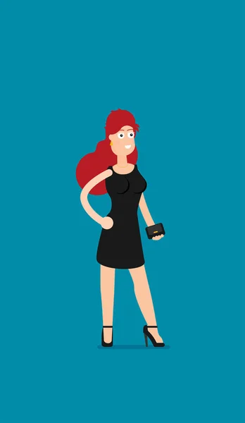 Jeune Femme Élégante Avec Sac Main — Image vectorielle