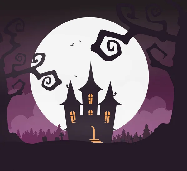 Halloween Background Flat Design Vector — Stock Vector