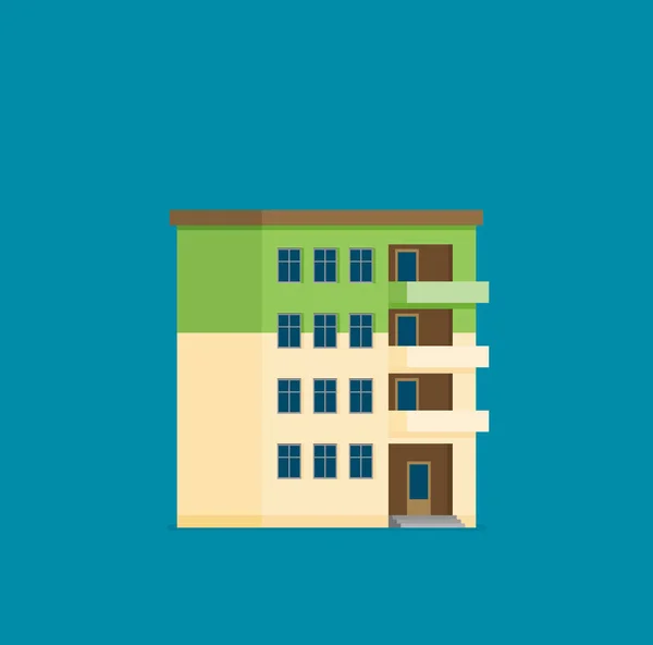 Ilustração Vetorial Plana Prédio Apartamentos — Vetor de Stock