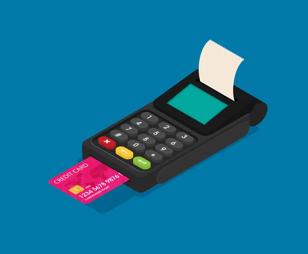 Cashbox Card Reader Векторная Изометрическая Цветовая Иконка — стоковый вектор