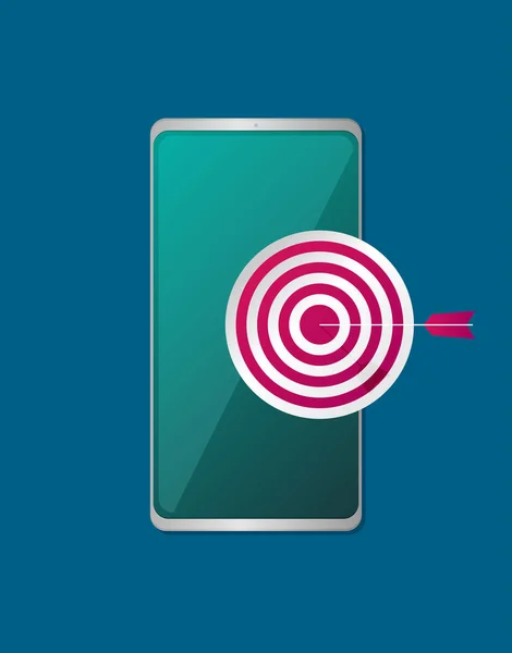 Mobile Marketing Targeting Smartphone Con Freccette Sullo Schermo — Vettoriale Stock