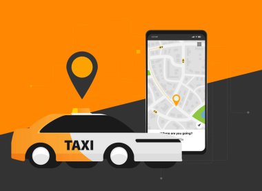 Arkaplanda akıllı telefon olan taksi