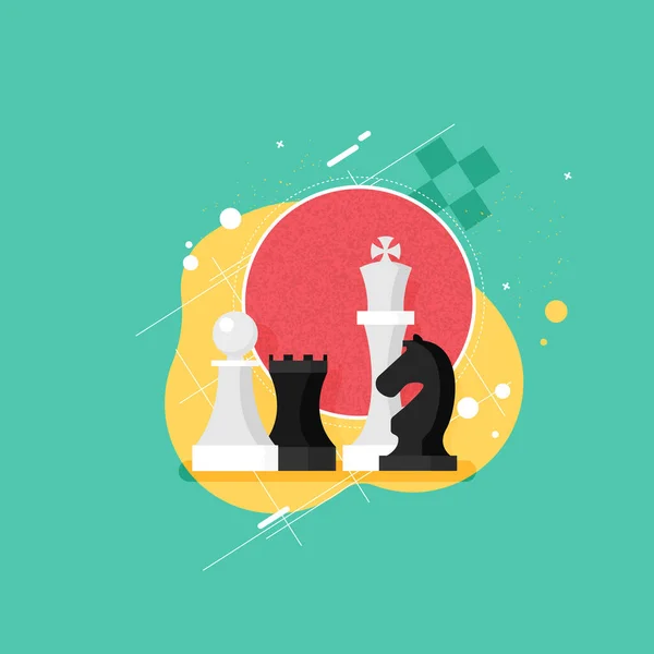 Flaches Design Modernes Vektorillustrationskonzept Der Geschäftsstrategie Mit Schachfiguren Auf Einem — Stockvektor