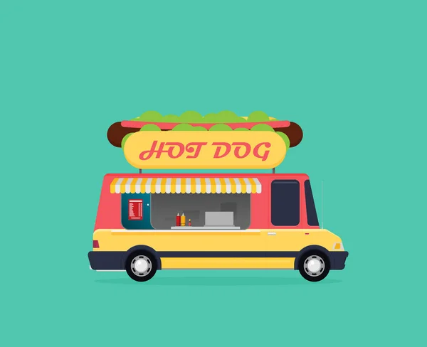 Truck Food Street Cafe Vector Illustration — Stock Vector