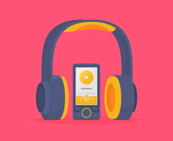 Ασύρματα Ακουστικά Μουσικής Μωβ Φόντο — Διανυσματικό Αρχείο