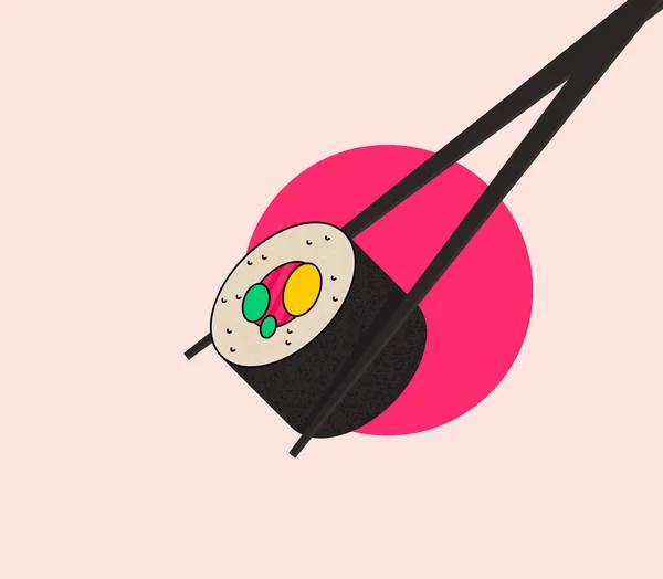 Ilustrace Jídla Sushi Role Nori Moderní Plochý Design Izometrický Koncept — Stockový vektor