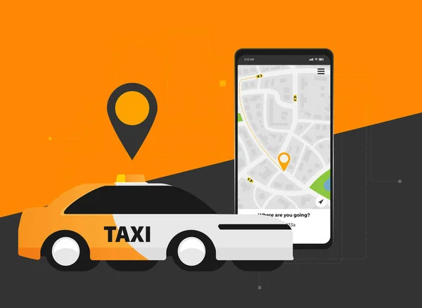 Taxi Chytrým Telefonem Pozadí — Stockový vektor