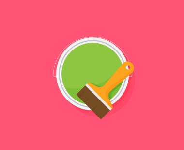 Boya kovası ve boya kabının vektör çizimi