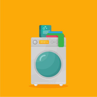 Çamaşır makinesi ve çamaşır vektörü çizimi