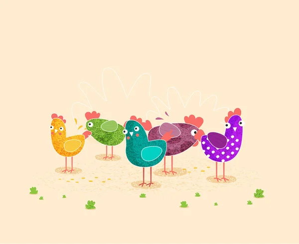 Vector Illustration Cute Cartoon Birds — Stock Vector