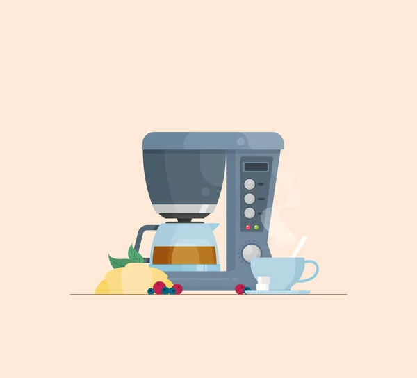 Επίπεδη Διανυσματική Μηχανή Καφέ — Διανυσματικό Αρχείο