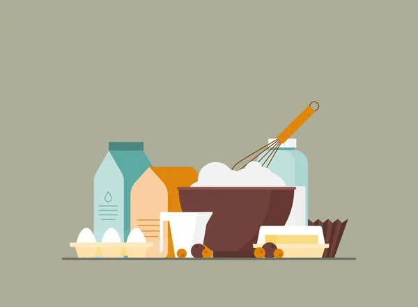 Кухонная Утварь Ингредиенты Приготовления Пищи Векторная Иллюстрация — стоковый вектор