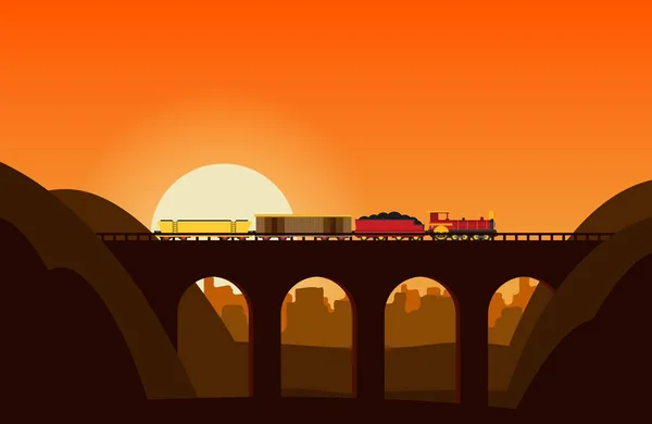 Tren Ferrocarril Fondo Concepto Viaje Vectorial — Vector de stock