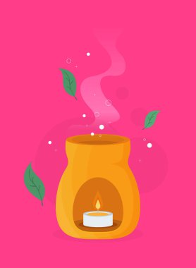 Yapraklı vektör aromaterapi düz tasarımı