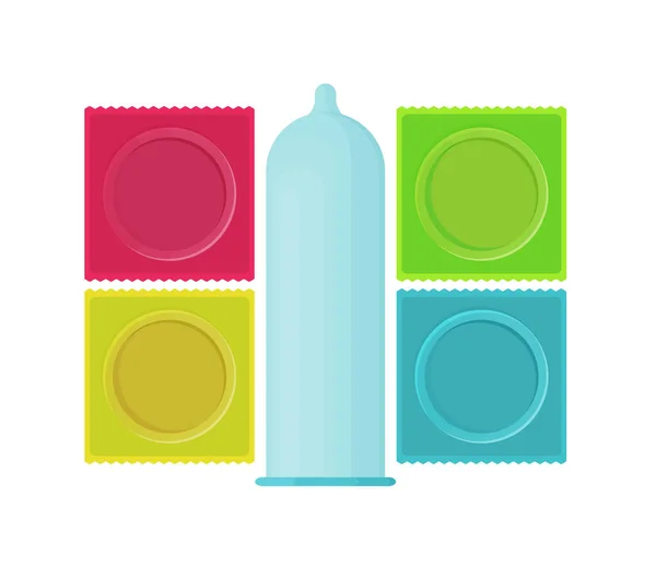 Kondomy Rovném Vektorovém Stylu — Stockový vektor