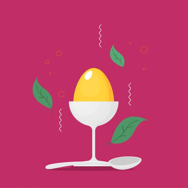Vector Breakfast Soft Boiled Egg Illustration Simple Flat Design Banner — Stock Vector