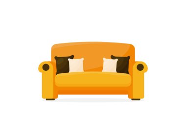 Düz vektör kanepe beyaz arkaplanda izole