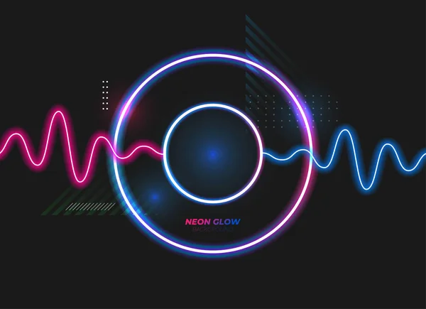 Lapos Vektor Neon Világít Cyberpunk Háttér Dinamikus Formák Összetétele Vektor — Stock Vector