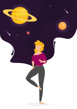 Kadın meditasyonunun vektör çizimi 