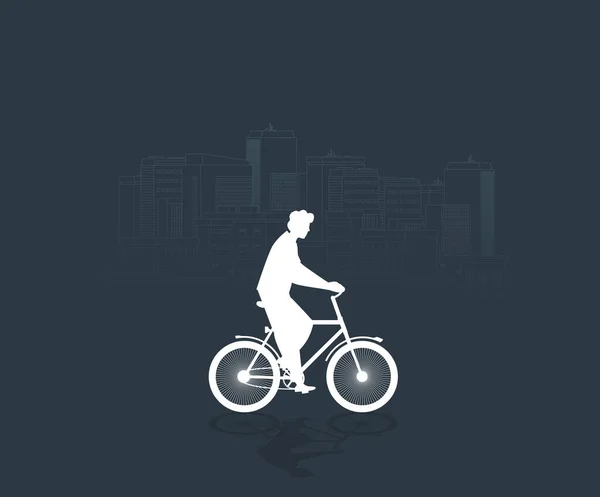 Arte Vectorial Ciclismo Hombre Bicicleta — Vector de stock