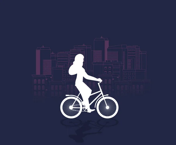 Векторное Искусство Женская Езда Велосипеде — стоковый вектор