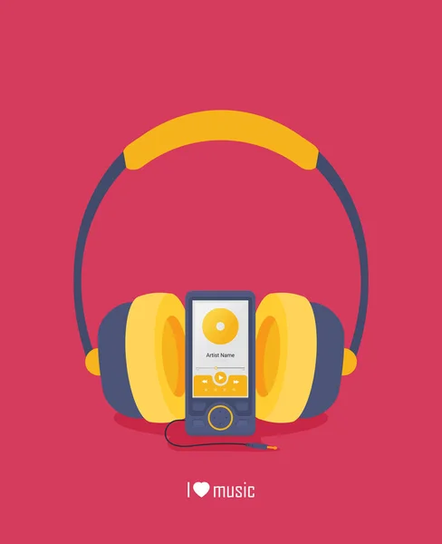 Ακουστικά Διανυσματική Απεικόνιση Αναπαραγωγής Μουσικής — Διανυσματικό Αρχείο