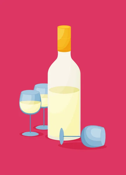 Colored Flat Design Vector Illustration Wine — Stock Vector