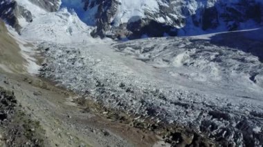 Beautiful mountains of the Caucasus. Fog in the mountains. Glacier /   .   . 