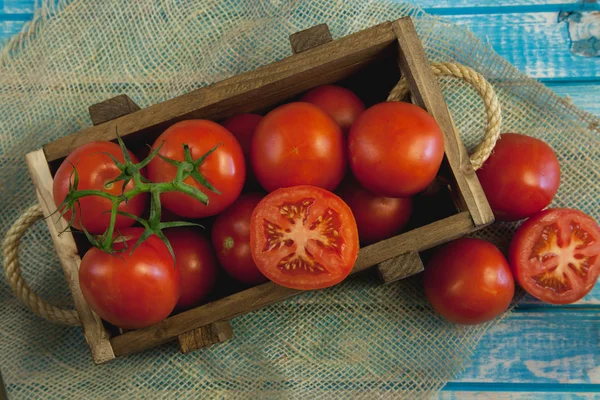 Organic tomatoes in the box