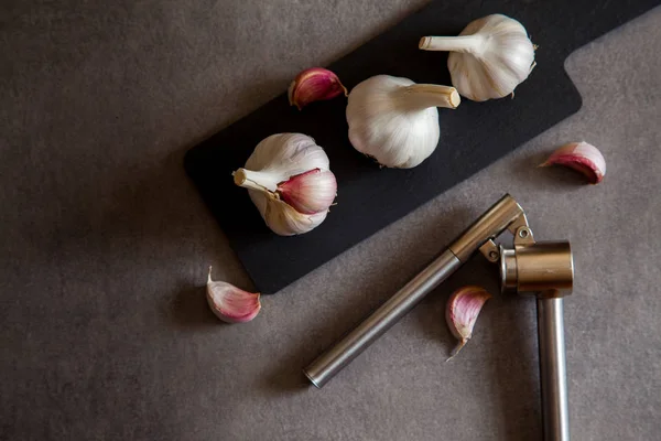 Arka plan İspanyol kırmızı sarımsak ile