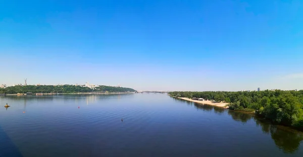 Vista Panoramica Dal Ponte Sul Fiume Dnepr Kiev — Foto Stock