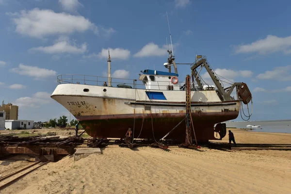 Afceros Sanlucar Barrameda Cadiz Dondereparan Barcos — стоковое фото