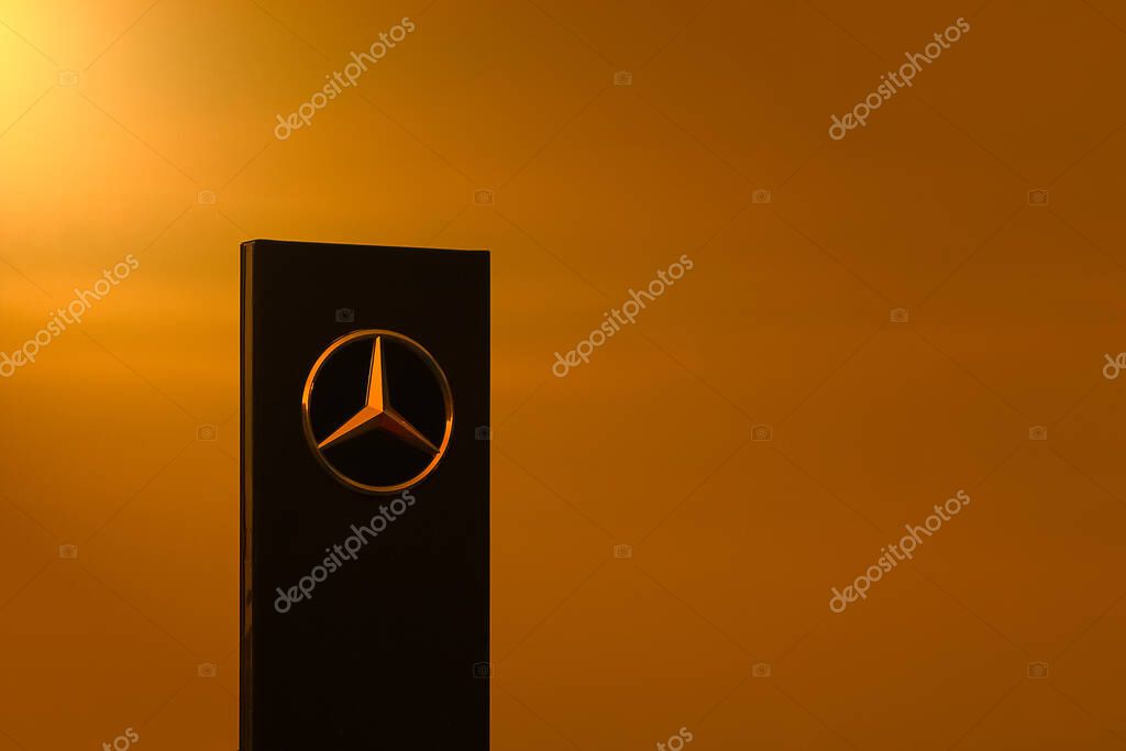 Yekaterinburg/Russia-05.20: Mercedes Benz car dealership Stella in orange tinting
