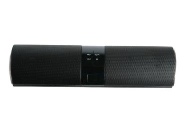 Beyaz arkaplanda kablosuz hoparlör sistemi.