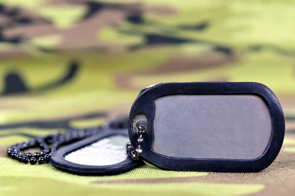 Military Dog Tags Camouflage Fabric — Stock Photo, Image
