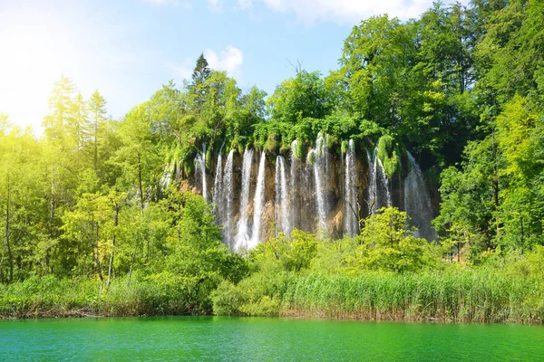 Hermosas Cascadas Parque Nacional Los Lagos Plitvice Croacia Europa — Foto de Stock