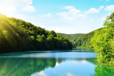 Plitvice Gölleri Milli Parkı, Hırvatistan güzel manzara.
