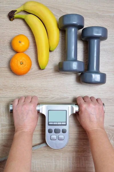 Mätning Body Mass Index Med Scale Healthy Livsstilskoncept — Stockfoto