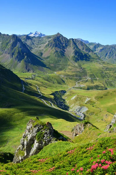 Beskåda Bergsväg Col Tourmalet Pyrenéerna Frankrike — Stockfoto