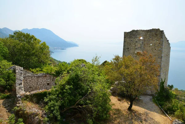 Old ruin in village Gornja Podaca on the coast of Adriatic sea. Makarska riviera, South Dalmatia, Croatia.