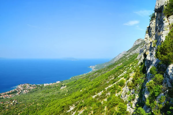 Widok Wybrzeże Adriatyku Góry Rilic Riwiera Makarska Południowa Dalmacja Chorwacja — Zdjęcie stockowe